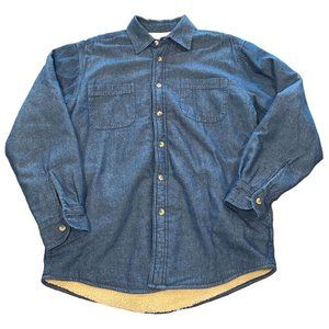 Wrangler Men's Sz S Sherpa Lined Denim Button Down Shirt Shacket Pockets
